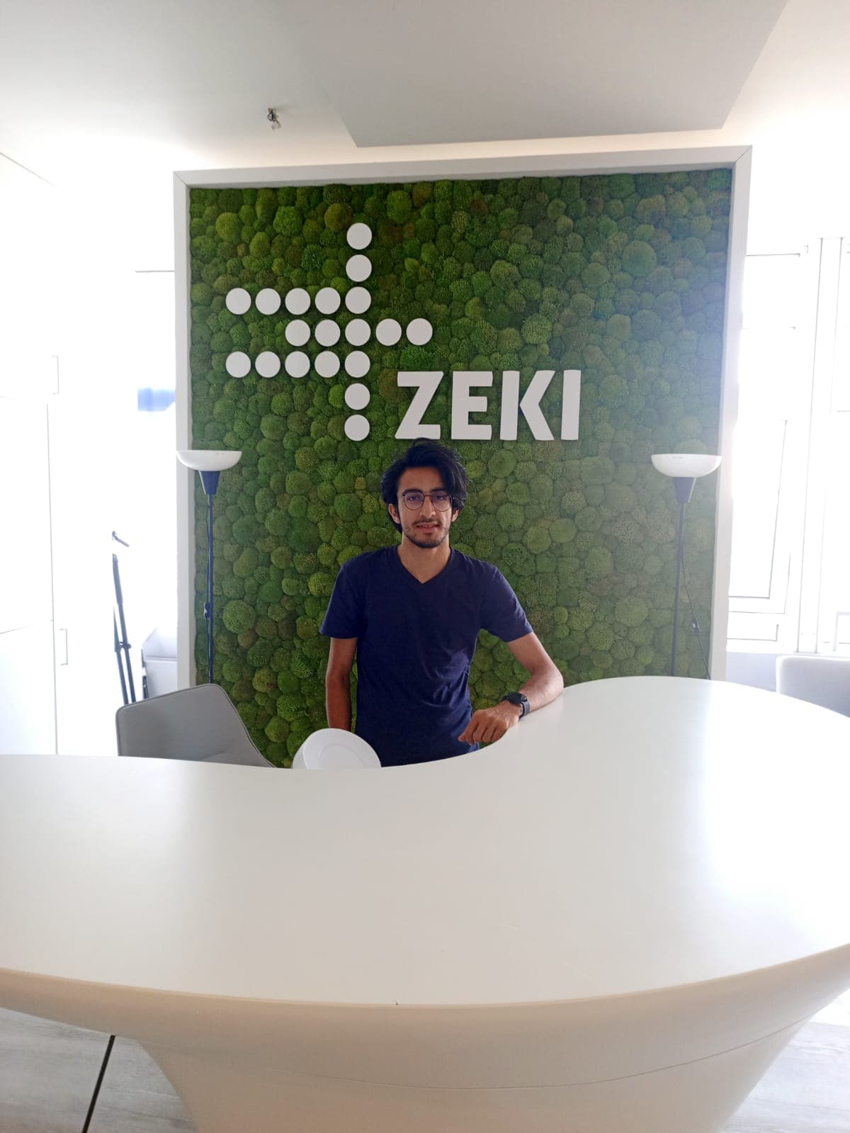 At the reception desk of ZEKI in Berlin.