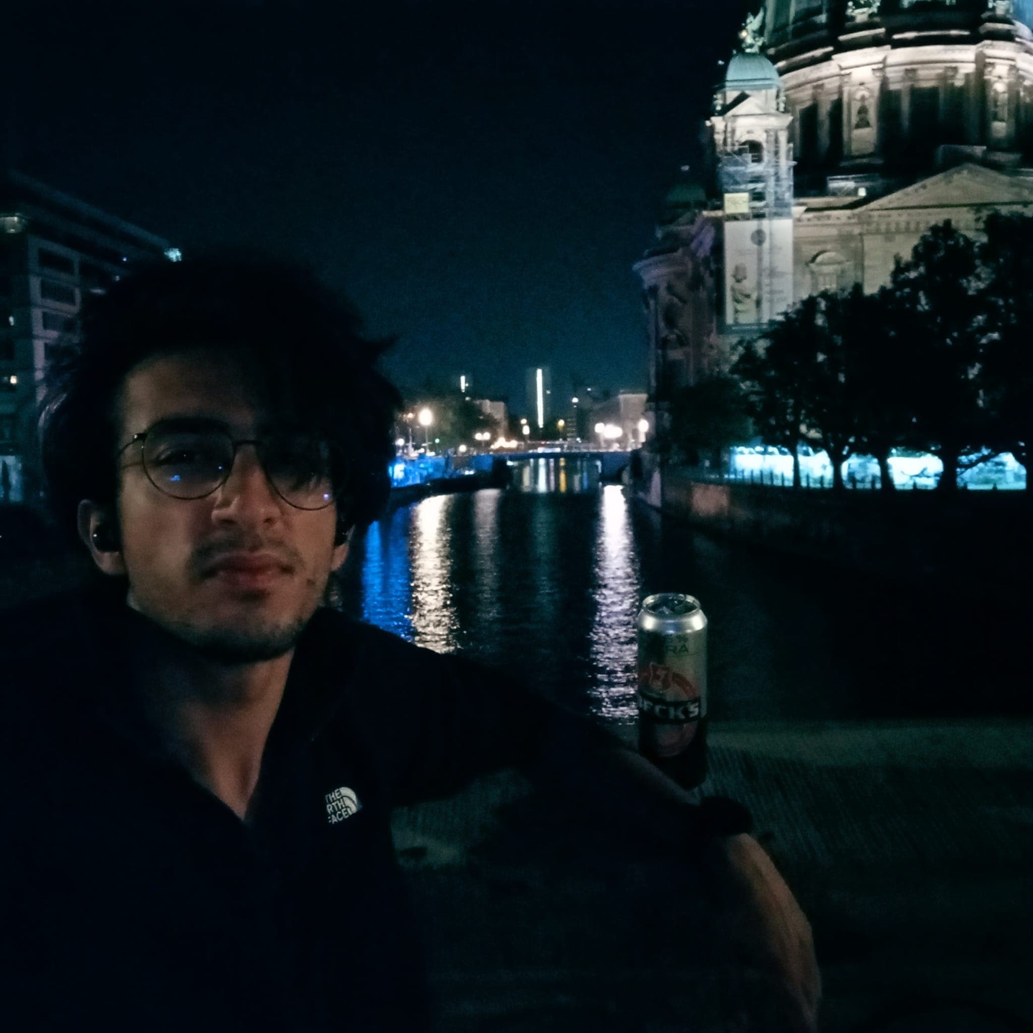 Nighttime beer by the Berlin Cathedral.