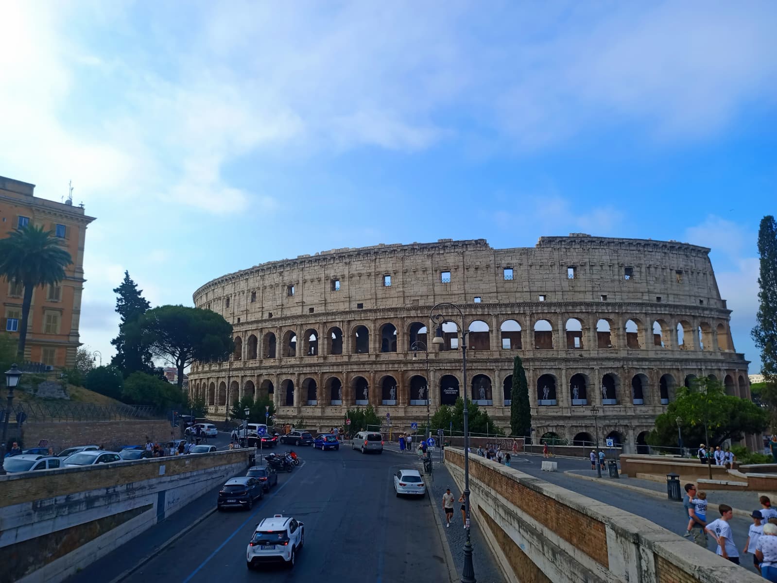 First glimpse of the Colosseum from the street view.