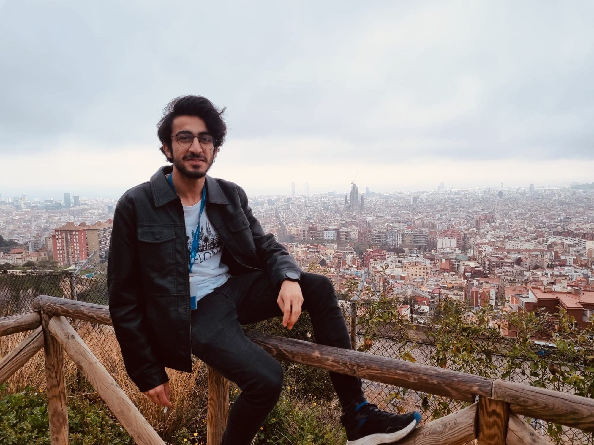 Overlooking the city of Barcelona from a hilltop viewpoint.