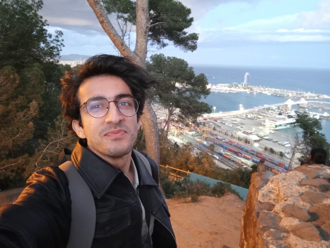 The view from Montjuïc Castle at dusk, looking out over the entire port of Barcelona as the city started to light up.