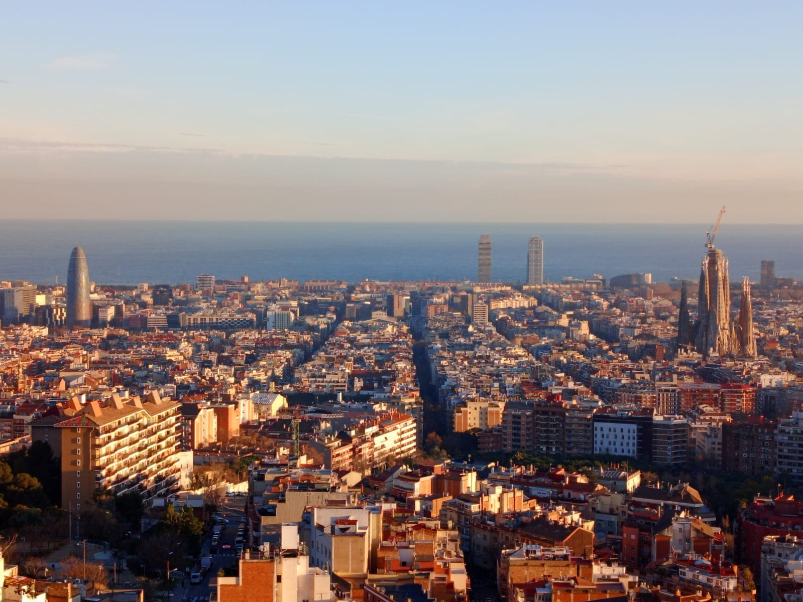 Looking at the full view of Barcelona’s grid from Bunkers del Carmel.