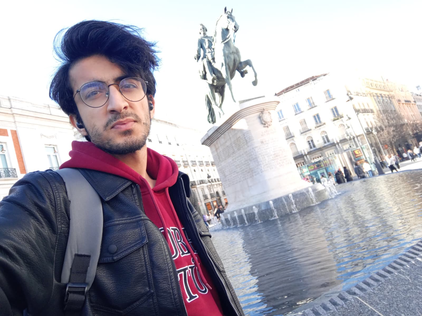 At Puerta del Sol, one of the busiest places in Madrid.